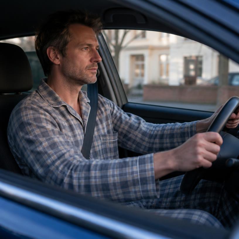 Můžeš řídit auto v pyžamu?